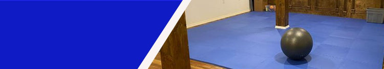 Kids putting together color foam flooring mats