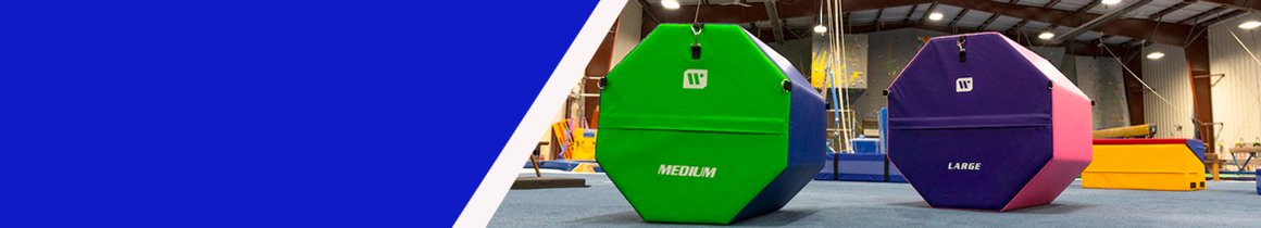Two octagon tumbling blocks on gym floor