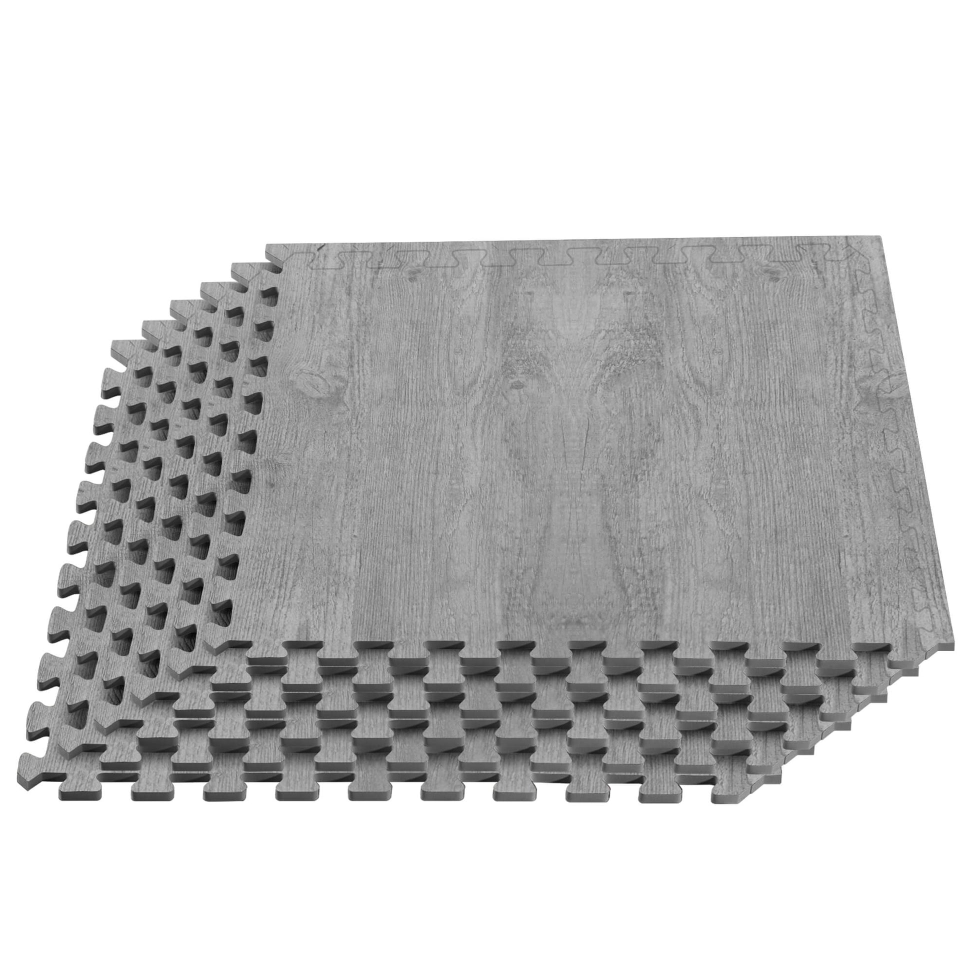 Clevr 100 Sq. Ft 3/8 Inch Thick Interlocking Foam Mats Flooring, White Wood  