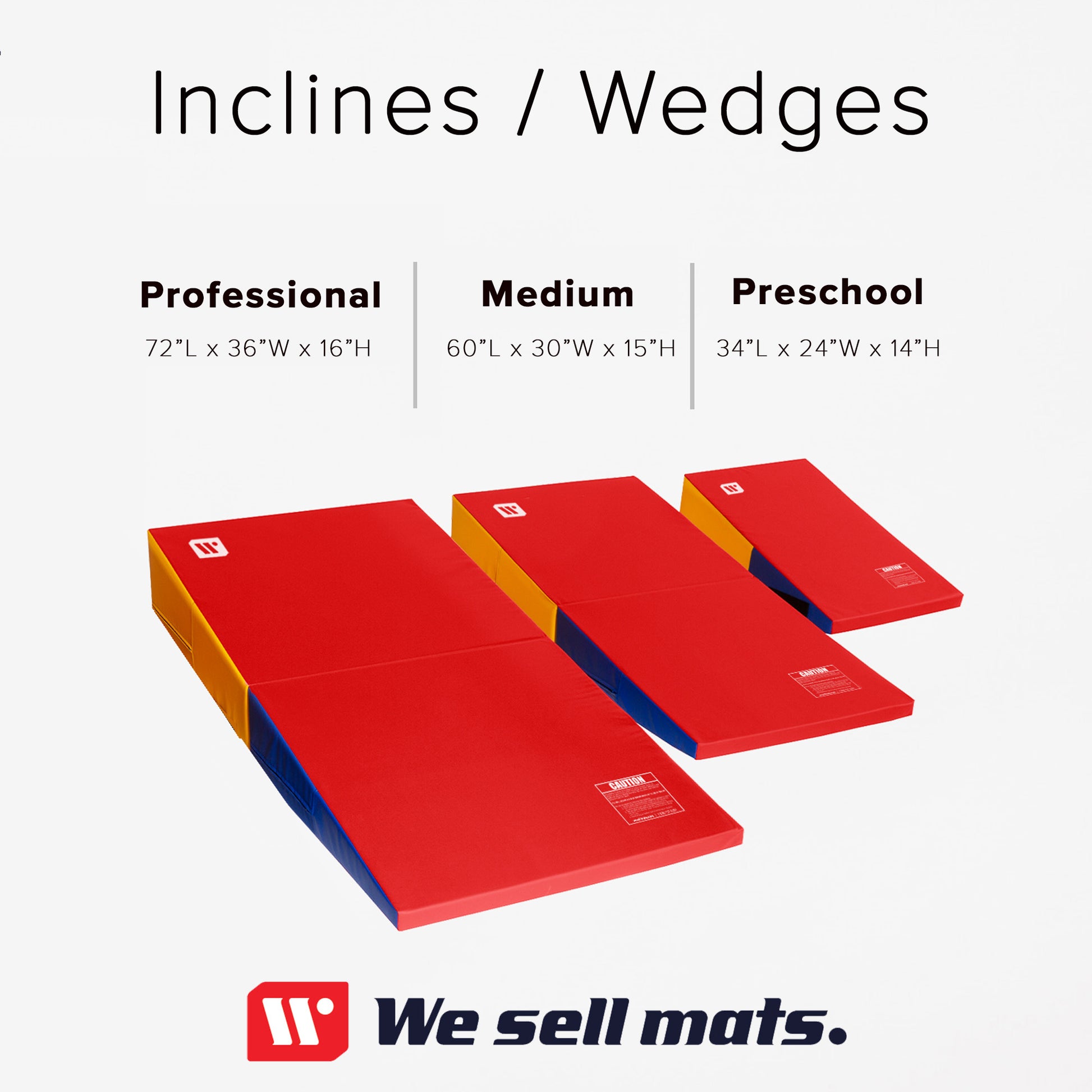 Foldable Incline Gymnastics Mat - Size M, L & XL