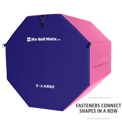 Extra-large pink tumbling octagon showing fasteners